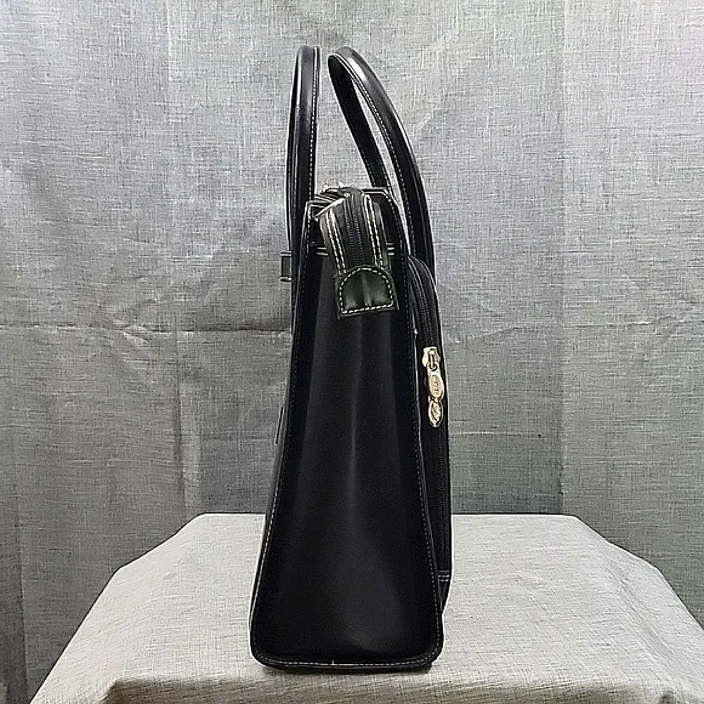 Mcklein Lake Forest Ladies Leather Laptop BriefCase W/ Removable Sleeve - Black